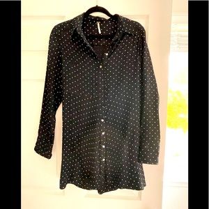 Black and White Polka Dot Button Down Free People Dress